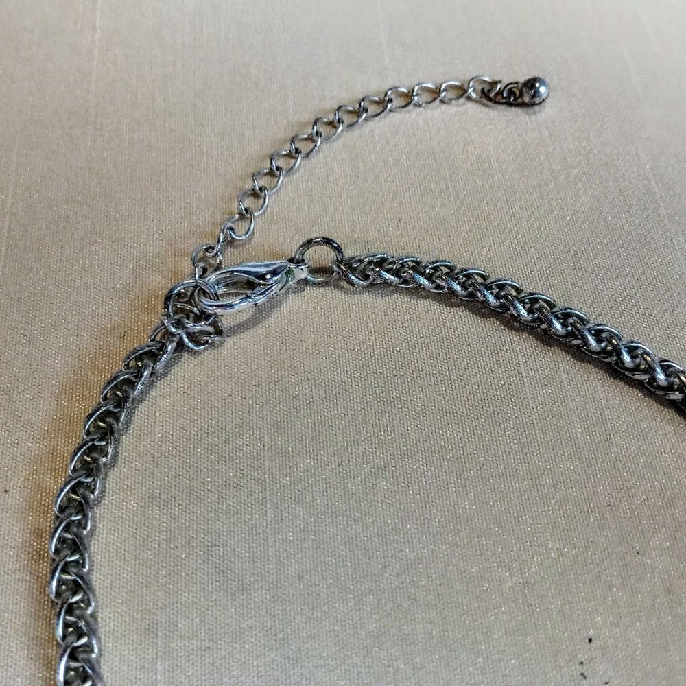 Two Tone Silver Gold Filigree Pendant Necklace - Picture 5 of 6
